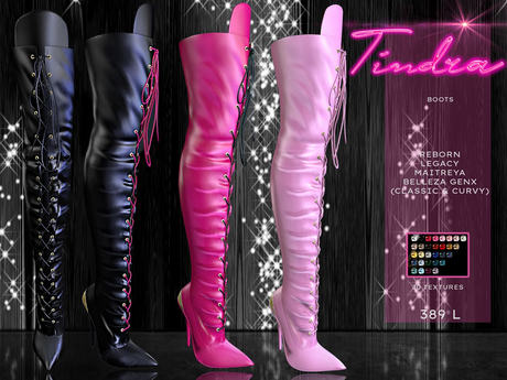 Second Life Marketplace - Tindra Thigh High Lace up Boots, 30 Textures